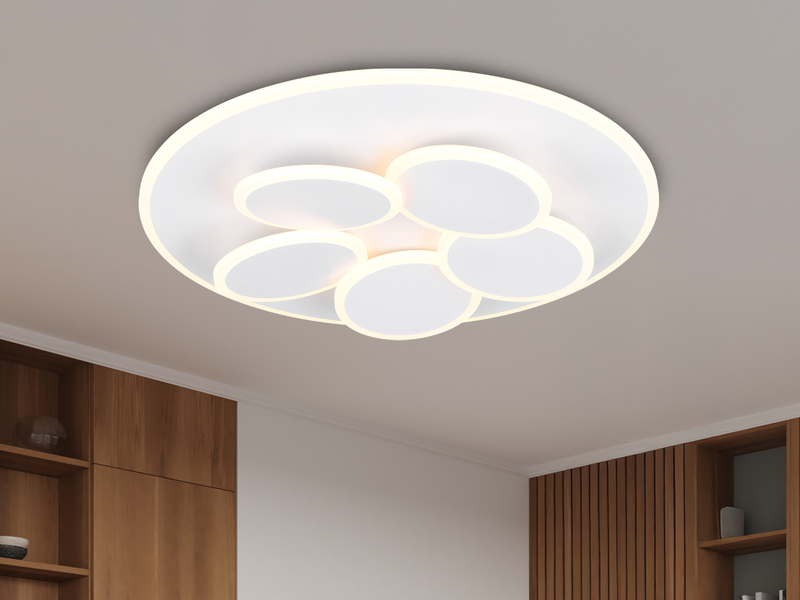 LED Deckenleuchte MANDALA Weiß mit Fernbedienung dimmbar & Tageslicht Ø 49cm