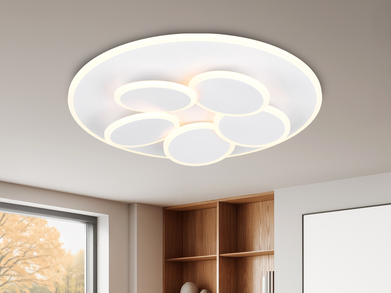 LED Deckenleuchte MANDALA Weiß mit Fernbedienung dimmbar & Tageslicht Ø 49cm