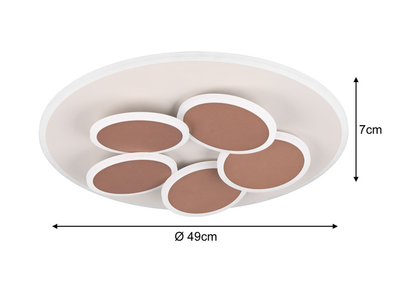 LED Deckenleuchte MANDALA Grau Braun mit Fernbedienung dimmbar, Tageslicht Ø49cm
