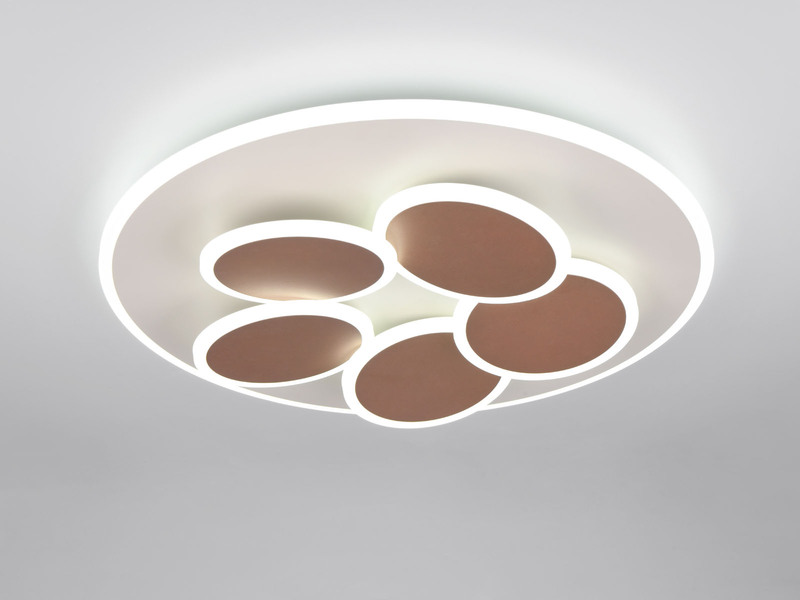 LED Deckenleuchte MANDALA Grau Braun mit Fernbedienung dimmbar, Tageslicht Ø49cm