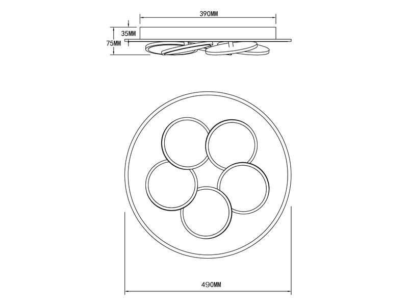 LED Deckenleuchte MANDALA Grau Braun mit Fernbedienung dimmbar, Tageslicht Ø49cm