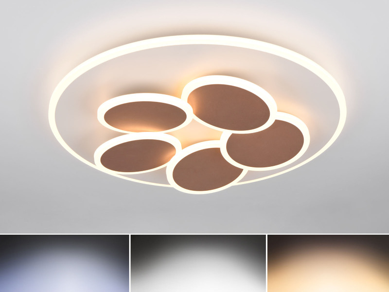 LED Deckenleuchte MANDALA Grau Coffee mit Fernbedienung dimmbar, Ø 49cm