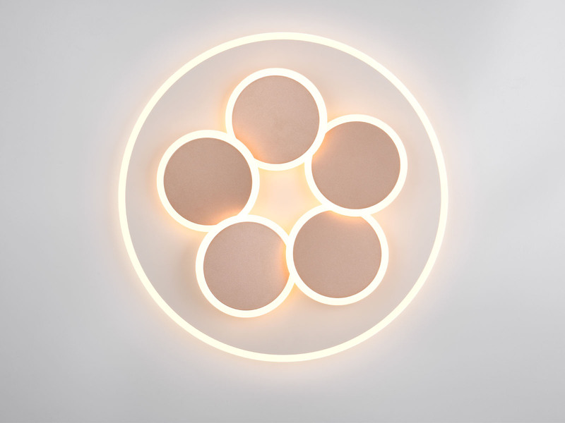 LED Deckenleuchte MANDALA Grau Braun mit Fernbedienung dimmbar, Tageslicht Ø49cm