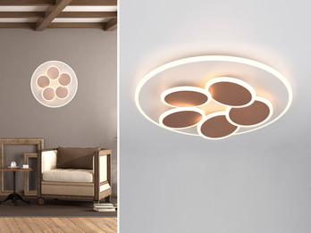 LED Deckenleuchte MANDALA Grau Coffee mit Fernbedienung dimmbar, Ø 49cm