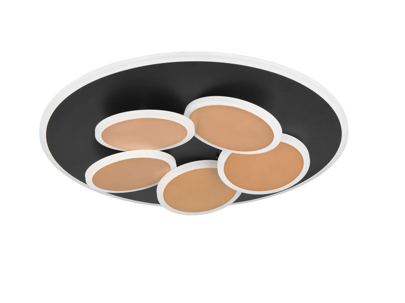 LED Deckenleuchte MANDALA Schwarz Gold mit Fernbedienung & Tageslicht Ø 49cm