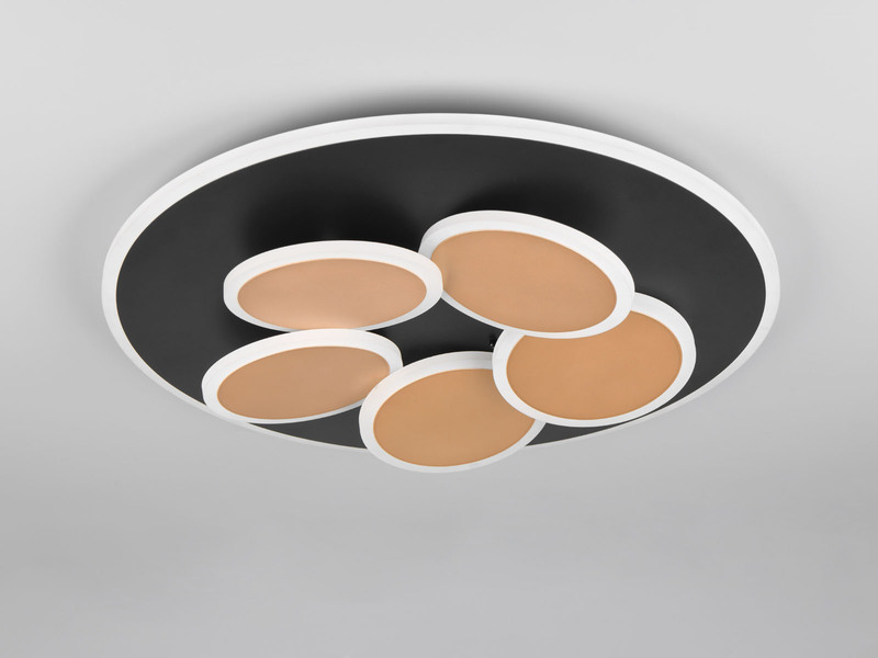 LED Deckenleuchte MANDALA Schwarz Gold mit Fernbedienung & Tageslicht Ø 49cm