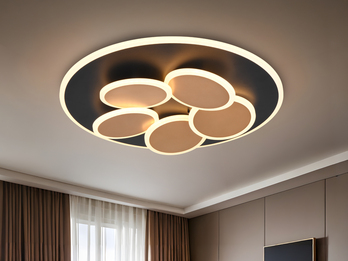 LED Deckenleuchte MANDALA Schwarz Gold mit Fernbedienung & Tageslicht Ø 49cm