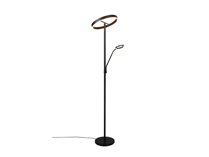 LED Stehlampe WILLIS mit Leselampe, dimmbar, 3 Lichtfarben, Schwarz, 180cm groß