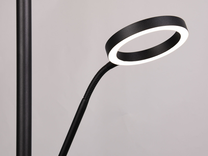 LED Stehlampe WILLIS mit Leselampe, dimmbar, 3 Lichtfarben, Schwarz, 180cm groß