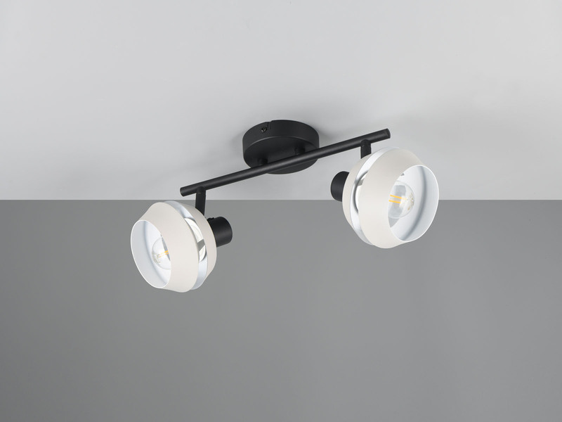 Deckenstrahler 2flammig mit LED dimmbar, Spots schwenkbar, Länge 37cm