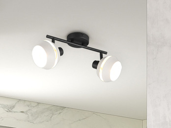 Deckenstrahler 2flammig mit LED dimmbar, Spots schwenkbar, Länge 37cm