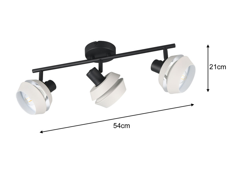 Deckenstrahler 3flammig mit LED dimmbar, Spots schwenkbar, Länge 54cm