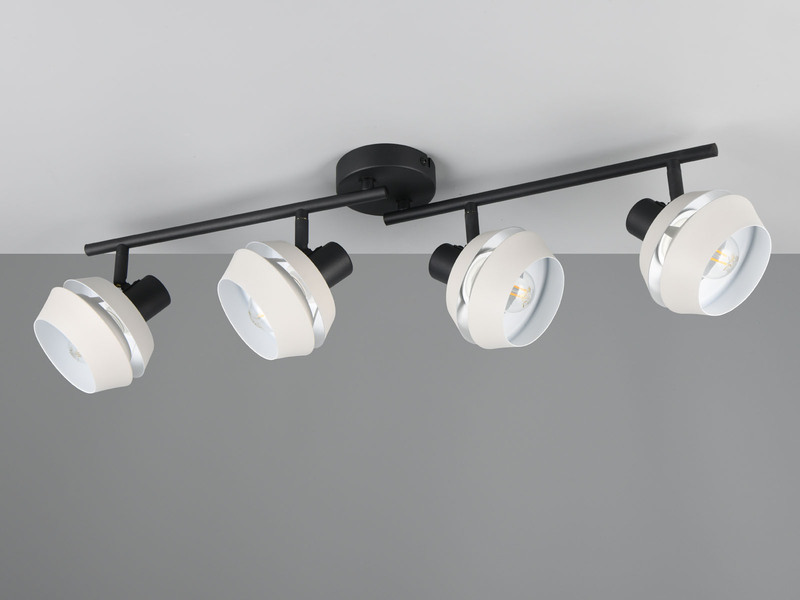 Deckenstrahler 4flammig mit LED dimmbar, Spots schwenkbar, 72cm lang