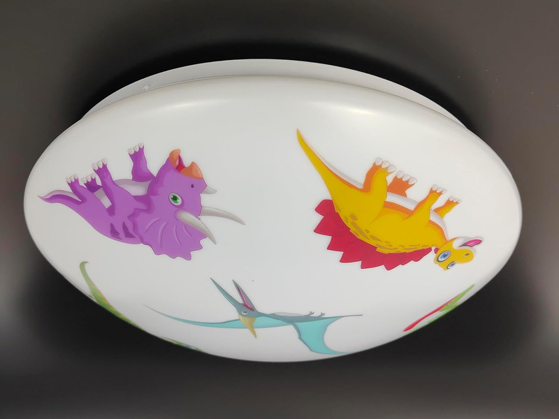 Coole LED Deckenleuchte mit Dino Motiv fürs Kinderzimmer, bunt Ø 35cm
