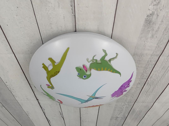 Coole LED Deckenleuchte mit Dino Motiv fürs Kinderzimmer, bunt Ø 35cm
