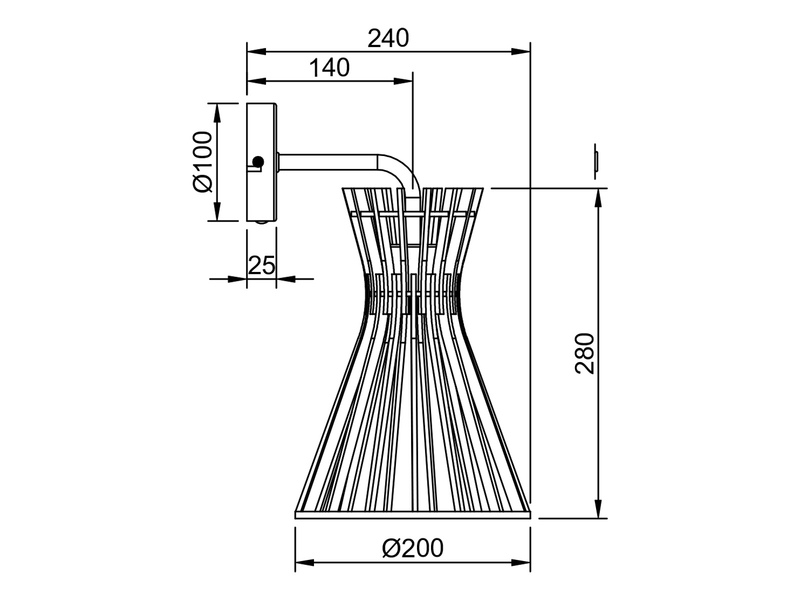 LED Wandleuchte mit Schalter & Lamellen Lampenschirm in Holzoptik, Höhe 24cm