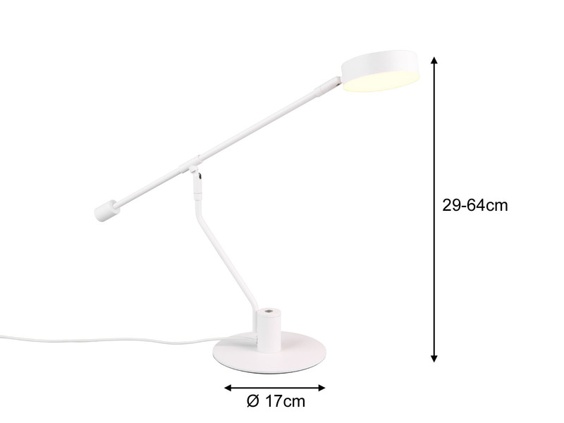 LED Schreibtischlampe MANDURO Weiß, dimmbar & Tageslicht, 64cm groß