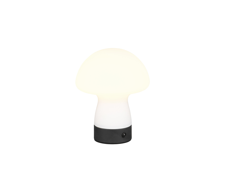 Kleine Akku Tischlampe DOOLEY aus Glas Weiß, Höhe 18cm