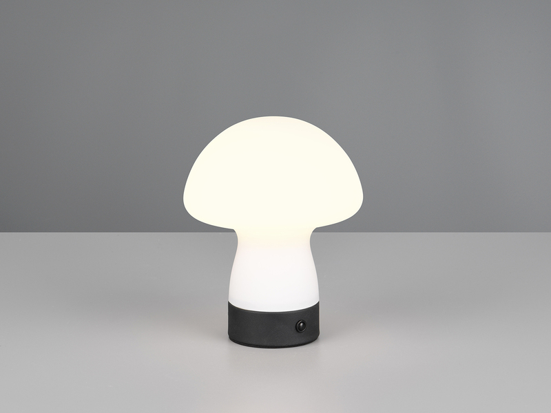 Kleine Akku Tischlampe DOOLEY aus Glas Weiß, Höhe 18cm
