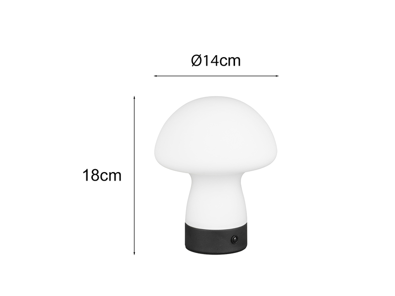 Kleine Akku Tischlampe DOOLEY aus Glas Weiß, Höhe 18cm