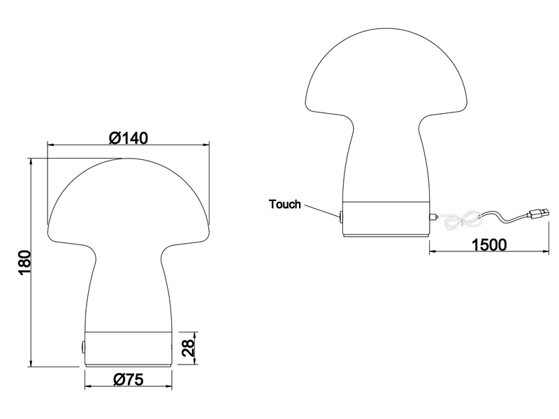 Kleine Akku Tischlampe DOOLEY aus Glas Weiß, Höhe 18cm