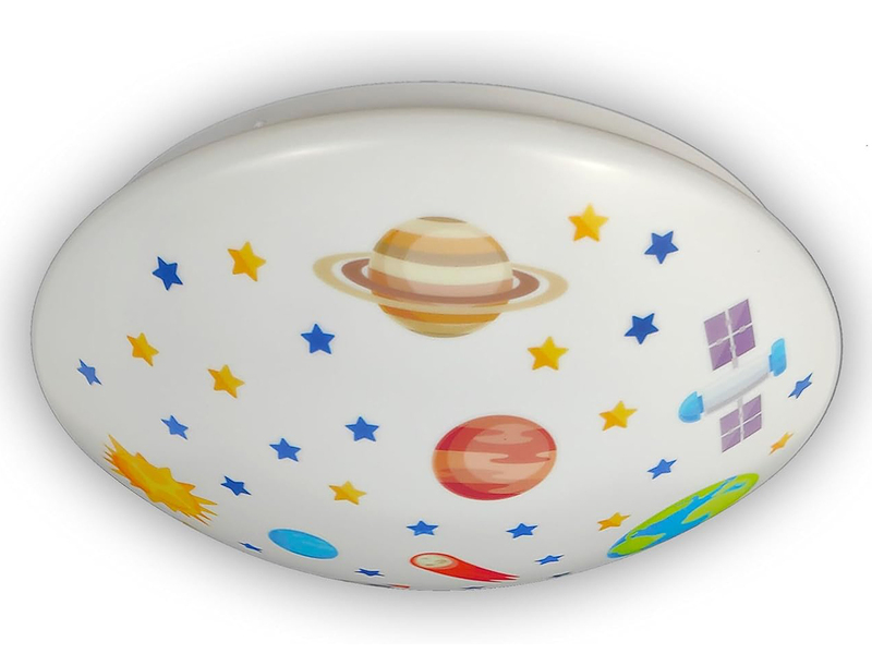 Coole LED Deckenleuchte mit Weltall Motiv fürs Kinderzimmer, bunt Ø 35cm