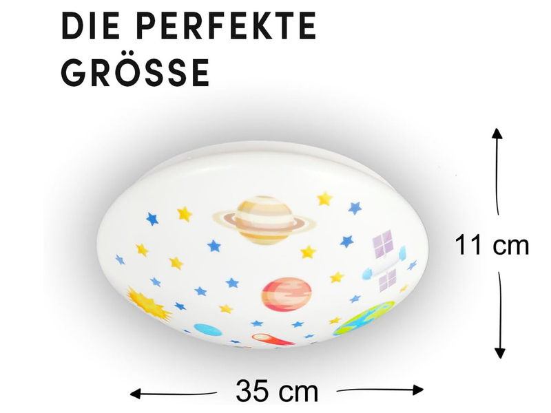Coole LED Deckenleuchte mit Weltall Motiv fürs Kinderzimmer, bunt Ø 35cm