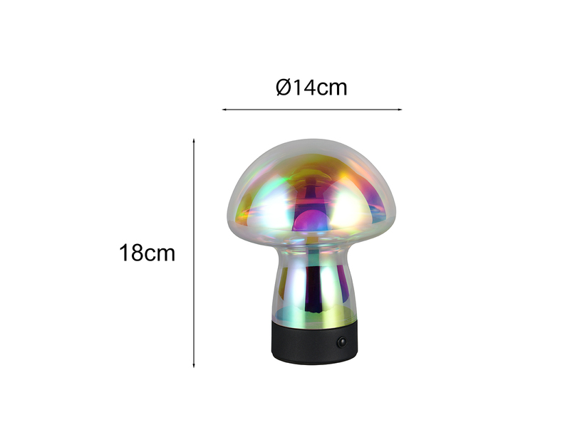 2er SET kleine Akku Tischleuchten aus irisierendem Glas, Höhe 18cm
