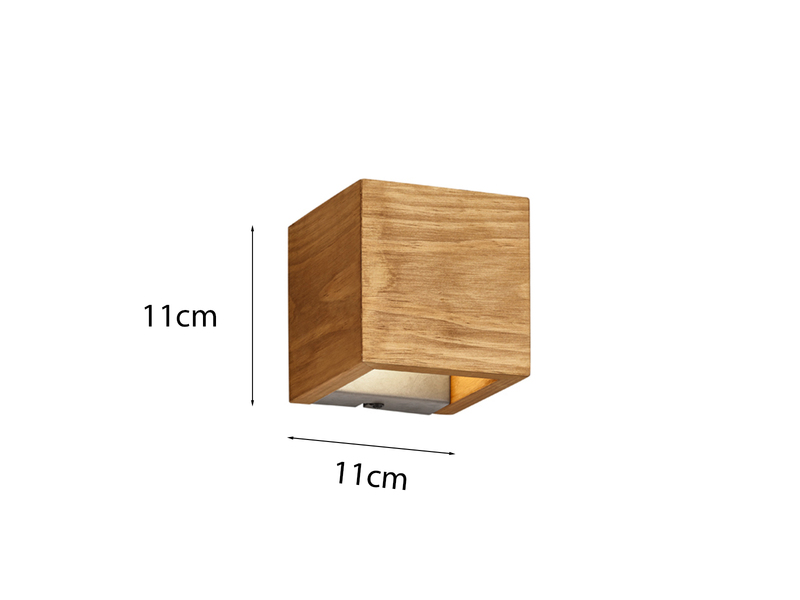 2er SET kleine Up and Down LED Innen Wandlampen aus Echtholz 11 x 11cm