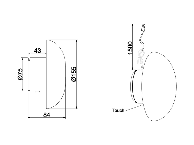 Akku Wandleuchte DAVEY aus Metall Grün per USB aufladbar Ø 15,5cm