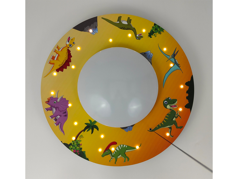 Coole LED Deckenleuchte Dino Motiv fürs Kinderzimmer Schlummerlicht bunt Ø54cm