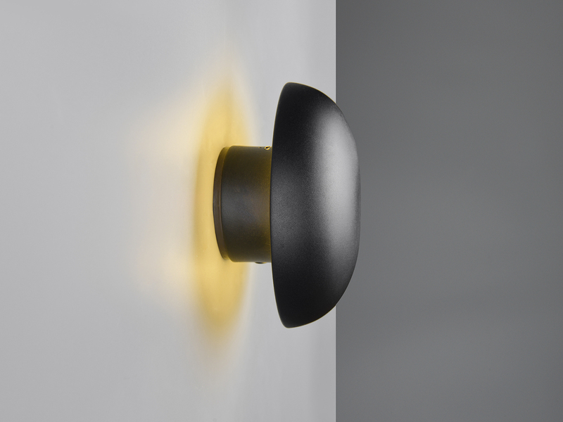 Akku Wandleuchte DAVEY aus Metall Schwarz per USB aufladbar Ø 15,5cm