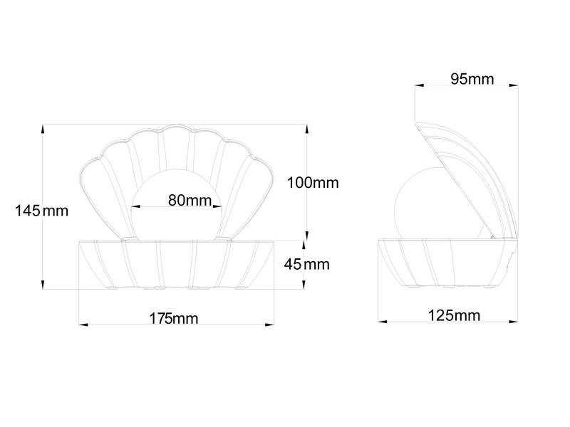 USB Muschel Tischlampe SHELLY Silber mit RGB Beleuchtung, Höhe 14cm