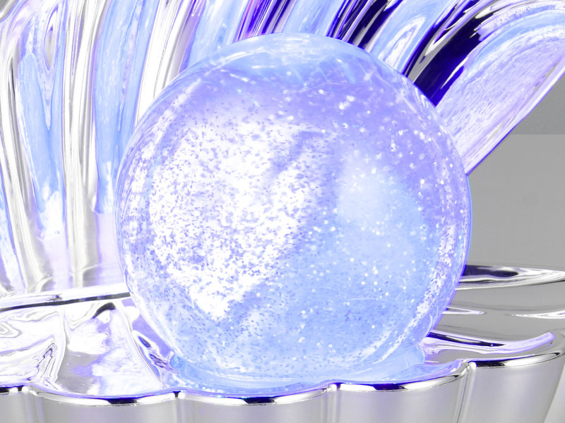 USB Muschel Tischlampe SHELLY Silber mit RGB Beleuchtung, Höhe 14cm