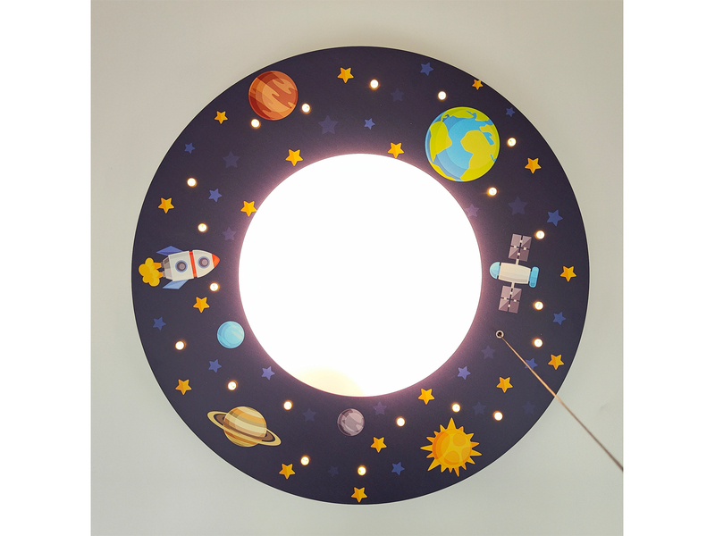 Coole LED Deckenleucht Weltall Motiv fürs Kinderzimmer Schlummerlicht bunt Ø54cm