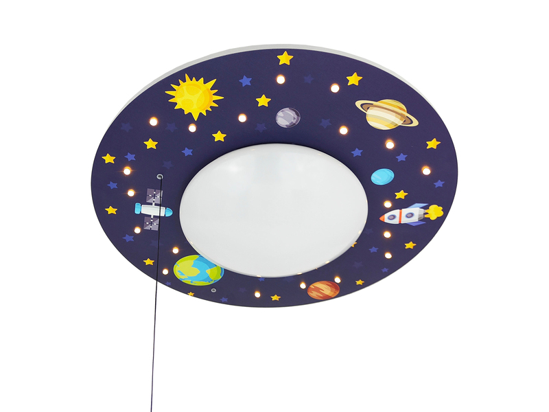 Coole LED Deckenleucht Weltall Motiv fürs Kinderzimmer Schlummerlicht bunt Ø54cm