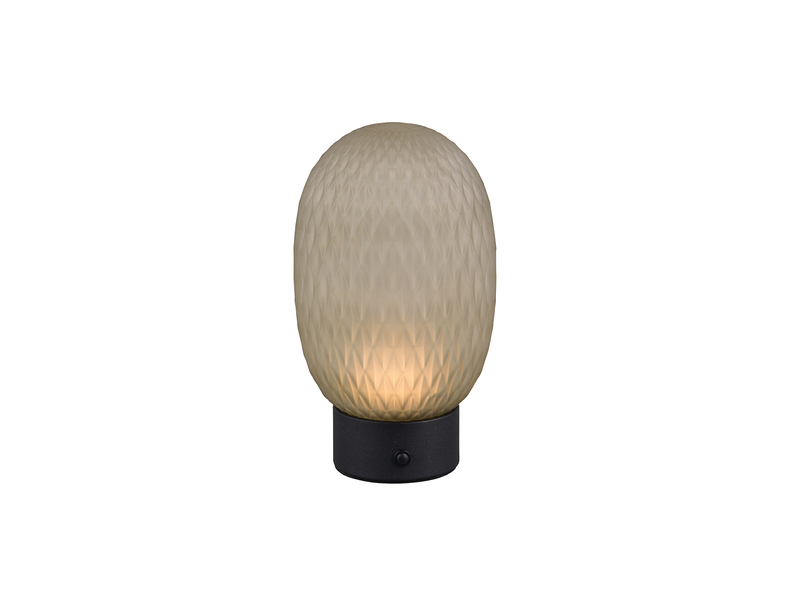 Kleine Akku Tischlampe FACETTE mit Glasschirm Grün, Höhe 20,5cm