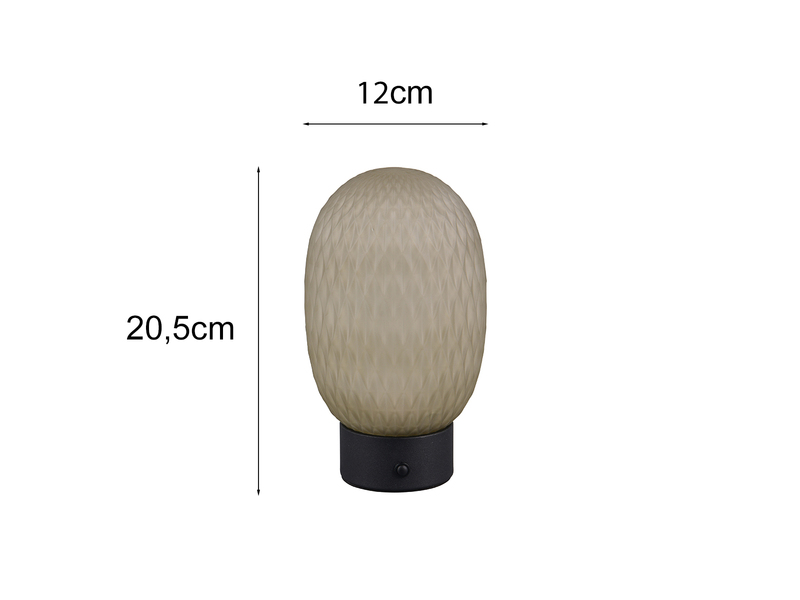 Kleine Akku Tischlampe FACETTE mit Glasschirm Grün, Höhe 20,5cm