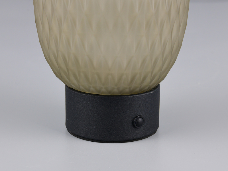 Kleine Akku Tischlampe FACETTE mit Glasschirm Grün, Höhe 20,5cm