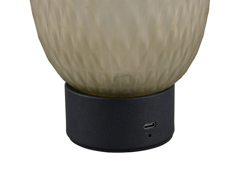 Kleine Akku Tischlampe FACETTE mit Glasschirm Grün, Höhe 20,5cm
