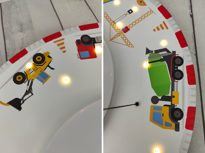 Coole Deckenlampe Baustellen Motiv fürs Kinderzimmer Schlummerlicht bunt Ø 54cm