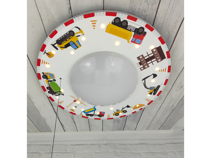 Coole LED Deckenleuchte Baustelle fürs Kinderzimmer Schlummerlicht bunt Ø54cm
