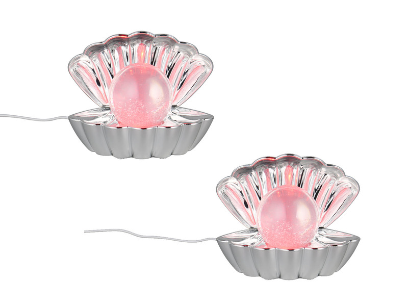 2er SET kleine USB Muschel Tischlampen mit RGB Beleuchtung, Höhe 14cm