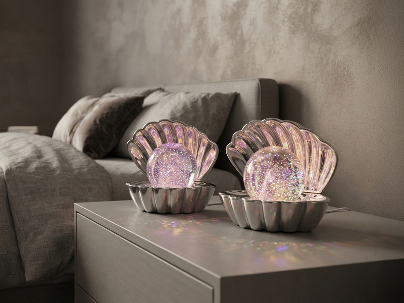 2er SET kleine USB Muschel Tischlampen mit RGB Beleuchtung, Höhe 14,5cm