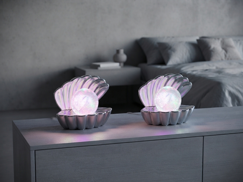 2er SET kleine USB Muschel Tischlampen mit RGB Beleuchtung, Höhe 14,5cm
