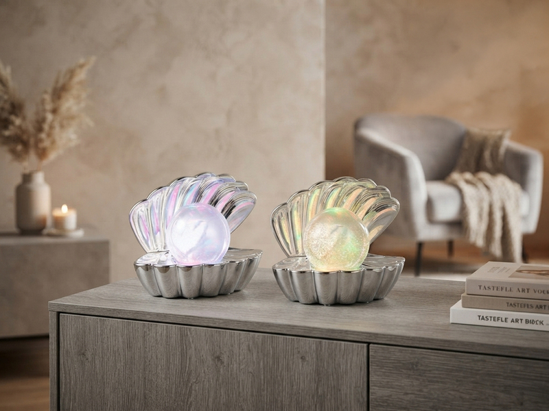 2er SET kleine USB Muschel Tischlampen mit RGB Beleuchtung, Höhe 14,5cm