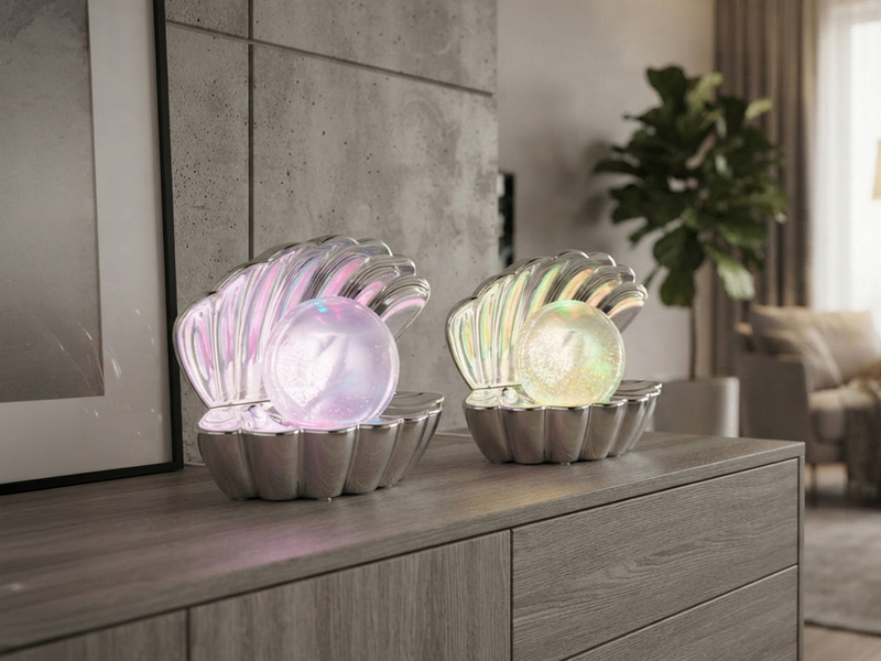 2er SET kleine USB Muschel Tischlampen mit RGB Beleuchtung, Höhe 14,5cm