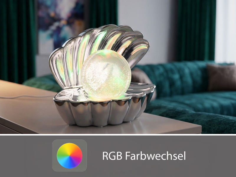 2er SET kleine USB Muschel Tischlampen mit RGB Beleuchtung, Höhe 14,5cm
