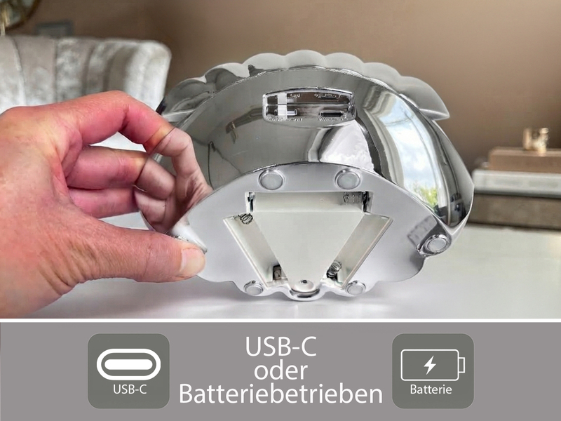 2er SET kleine USB Muschel Tischlampen mit RGB Beleuchtung, Höhe 14,5cm