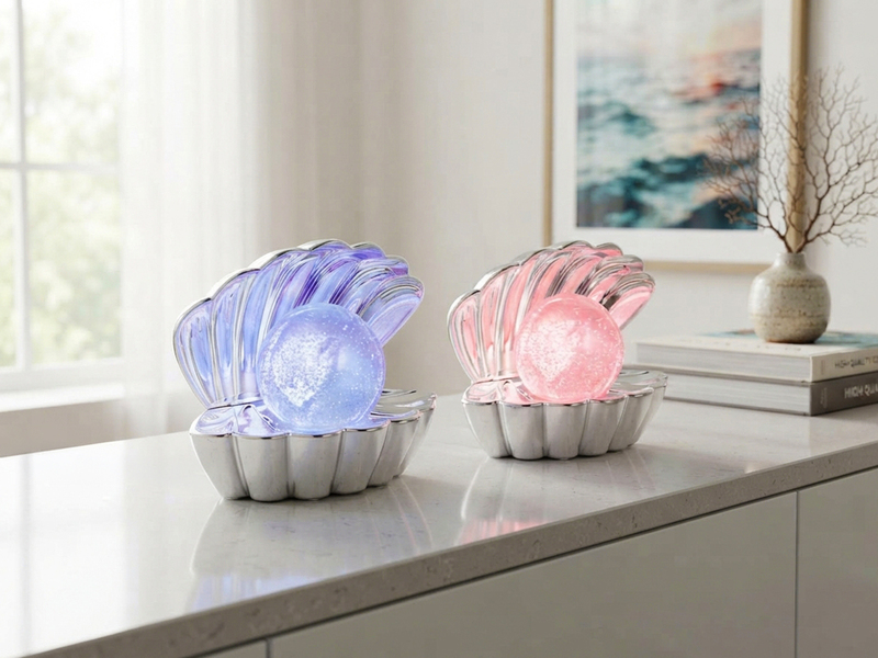 2er SET kleine USB Muschel Tischlampen mit RGB Beleuchtung, Höhe 14,5cm